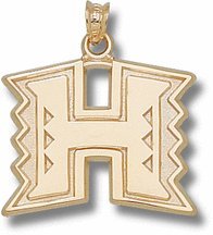 Hawaii Rainbow Warriors "H Logo" 3/4" Pendant - 10KT Gold Jewelry