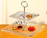 ALEXANDRIA 2 TIER SERVER - ALEXANDRIA COLLECTION 2 TIER SQUARE CRYSTAL SERVER