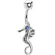 Blue Gem Sterling Silver Seahorse Belly Ring