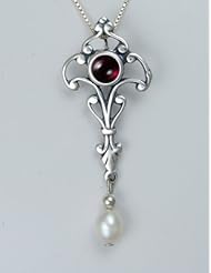 A Sweet Sterling Silver Necklace Accented with Genuine Garnet