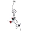 Clear Cubic Zirconia Martini Glass Dangle Belly Ring