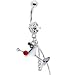 Clear Cubic Zirconia Martini Glass Dangle Belly Ring