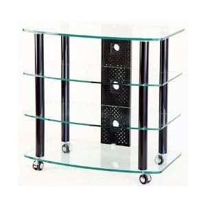 High boy TV Stand Cart - holds 32 Plasma LCD TV Max. (High Gloss Black Clear Glass) (30.63 H x... by TransDeco Intl Corp.