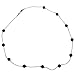 Black Onyx Stone Beads Station Illusion Sterling Silver Chain Necklace