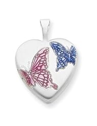 Sterling Silver 16mm Butterfly Heart Locket