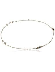 Duragold 14k Yellow Gold Singapore with Beads Anklets, 9+1" Extender