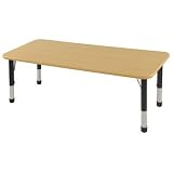 24x60 Rectangular Adjustable Activity Table in Maple Leg Color: Black, Leg Style: Standard Leg Standard Nylon Glides, Edge Banding: Black