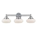 Landmark Lighting 67037-3 Metro 3 Light Bath Vanity Light in Polished Chrome with White Glass glass
