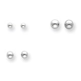 14k White Gold 3mm Earring Set