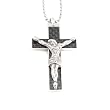 Stainless Steel Black Carbon Fiber Crucifix Cross with Jesus Christ Pendant Necklace