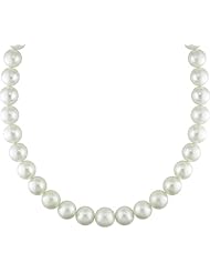 14k white gold 13-15 MM South Sea Cultured Pearl, and Diamond Pearl Strand, 18"