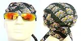 Bikers Cap with Rebel Flag Confederate Flag Southern Design Pattern with Skull Wearing Cowboy Hat, Sword and Snake Also Known As Headwraps, Skullies, Skull Caps, Bandanas in Red, White and Blue Colors