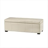 benches indoor with storage-Safavieh Hudson Collection Williamsburg Cream Leather Large Storage Bench