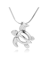 925 Sterling Silver Sea Turtle Open Charm Pendant With Necklace Chain 18 Jewelry for Women - Nickel Free