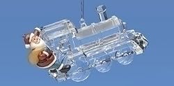 4" Icy Crystal Train Engine with Santa Christmas Ornament