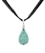 Necklace - N64 - Genuine Semi Precious Gemstone on Five-Strand Organza and Cotton Cord + 2" Extension Chain - Teardrop Shape ~ Amazonite
