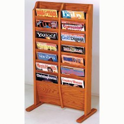 Solid Wood Literature Rack - Medium Oak - 14 (Medium Oak) (37H x 20.5W x 3.75D)