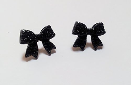 Girls Cute Rhinestone Acrylic Black Bow Personality Fashion Earrings (2 Pairs) for Children Girls and Women