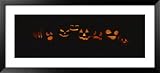 Jack O' Lanterns Lit Up at Night, Kirkland, Washington State, USA Holidays Framed Art Poster Print by Panoramic Images, 51x23