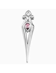 14K White Gold Pear Cut Pink Sapphire and Diamond Pendant -- LIFETIME WARRANTY