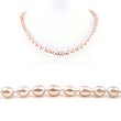 Single Strand 18 Inch 6-7mm pink Oval Shape Freshwater Cultured Pearl Necklace