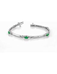 14k Gold 1.30ct tw 5x3 Oval Emerald and Diamond Bracelet