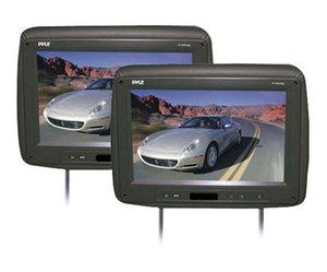 PYLE PL102PHRB Pair of Adjustable Headrests with Built-In 10.2-Inch TFT Monitor and IR Transmitter Black Color