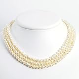 Sterling Silver Silver Triple Strand White FW Cult. Pearl Necklace - 19 Inch - Fish Hook