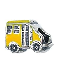 Genuine Zable (TM) Product. 925 Sterling Silver Yellow School Bus Bead Charm. 100% Satisfaction Guaranteed.