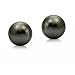 14k White Gold 8-9mm Perfect Round Black South Sea Tahitian Pearl High Luster Stud Earring.