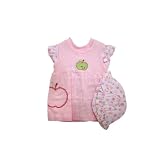 Baby Girls Fruit Design Embroidered Dress, Top and Hat Baby Clothing Set (0-3 Months) (Pink)