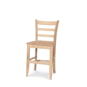 International Concepts S-222 24-Inch Baker Ladder-Back Stool, Unfinished by International Concepts