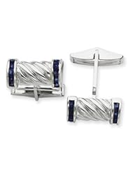 Sterling Silver Blue CZ Barrel Cuff Links