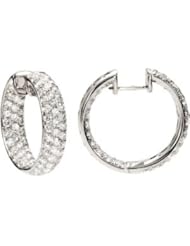 18K White Gold Pair 4 Ct Tw Diamond Inside-Outside Hoop Earrings