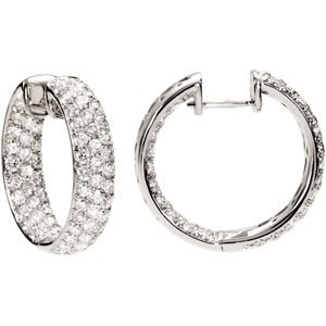 Genuine IceCarats Designer Jewelry Gift 18K White Gold Dia Inside-Outside Hoop Ear. Pair 4 Ct Tw Diamond Inside-Outside Hoop Earrings Dia Inside-Outside Hoop Ear In 18K White Gold