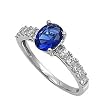 Sterling Silver Ring - Clear CZ and Blue Sapphire - Oval - Prong Set - 8 mm x 2 mm, Sizes 4-9 Sterling Silver Ring - Clear CZ and Blue Sapphire - Oval - Prong Set - 8 mm x 2 mm, Sizes 4-9