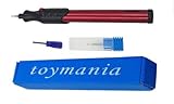 toy mania ミニルーター ペンルーター リューター 電動彫刻刀 電池式 ダイヤモンドビット ２ビット セット (レッド)