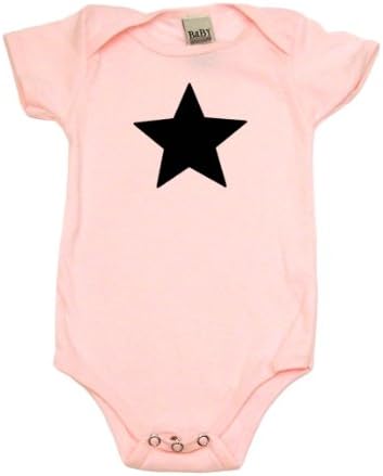 Silver 5 Point Star on Baby Girl One Piece, 3-6 mo, Light Pink