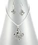Gorgeous LARGE Antique Silver Jeweled Fleur De Lis Necklace Charm & Earrings Set Antique Silver Tone with Crystals