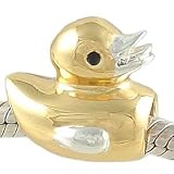 Petite Rubber Ducky 14K and 925 Sterling Silver Bead fits European Charm Bracelet