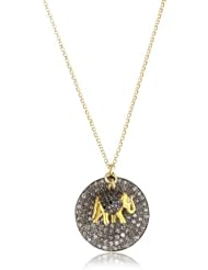Shery Shabani "Karma" Diamond Gold and Silver Black Elephant and Disk Pendant Necklace