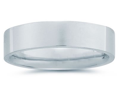 6 mm Plain Flat Comfort-Fit Men's Wedding Band in Platinum