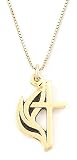 14k Yellow Gold Cross w/ Flames Pendant by Bob Siemon, 18