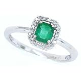 0.48ct Emerald Cut Emerald and Diamond Gemstone Ring in 10Kt White Gold
