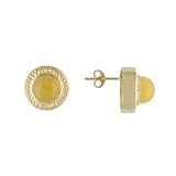 14K Gold-Over-Silver Textured Stud Earrings Yellow Agate