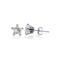 Sterling Silver Clear Cubic Zirconia 4 MM Star Stud Earrings