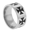 316L Stainless Steel Ring with laser cut designs and shiny polish. Width: 10mm