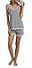 Vansiter Women Sexy Sleeveless Pajama Set Racerback Vest Stretch Shorts Gray S