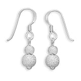 Sterling Silver French Wire Earrings, 4mm/6mm Laser Cut Stardust Bead/Ball