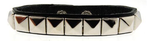Click here to buy 1 Rows of Pryamid Shaped Studs Leather Wrist Band Bracelet by ToltecTraders.com.